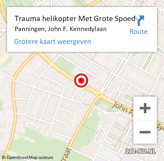 Locatie op kaart van de 112 melding: Trauma helikopter Met Grote Spoed Naar Panningen, John F. Kennedylaan op 5 juni 2023 15:31