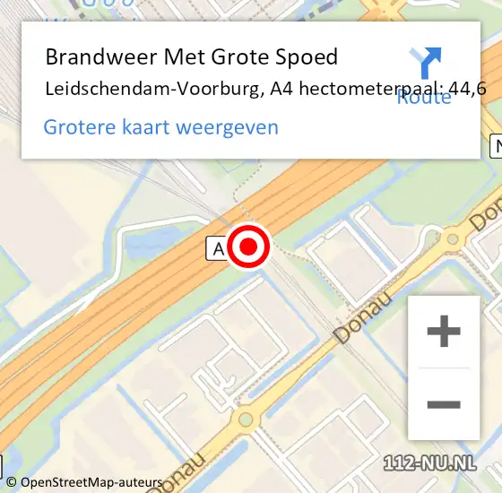 Locatie op kaart van de 112 melding: Brandweer Met Grote Spoed Naar Leidschendam-Voorburg, A4 hectometerpaal: 44,6 op 5 juni 2023 15:56