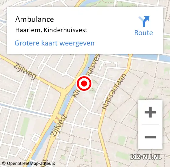 Locatie op kaart van de 112 melding: Ambulance Haarlem, Kinderhuisvest op 5 juni 2023 16:04