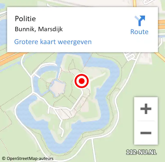 Locatie op kaart van de 112 melding: Politie Bunnik, Marsdijk op 5 juni 2023 16:12