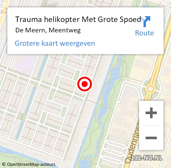 Locatie op kaart van de 112 melding: Trauma helikopter Met Grote Spoed Naar De Meern, Meentweg op 5 juni 2023 16:13