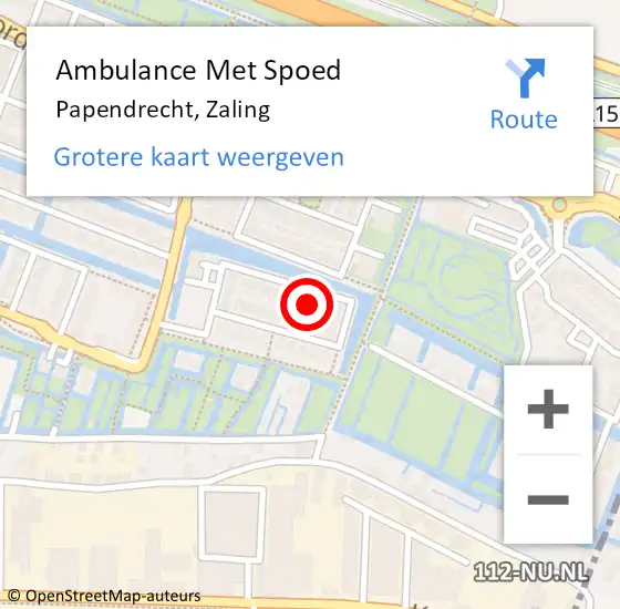 Locatie op kaart van de 112 melding: Ambulance Met Spoed Naar Papendrecht, Zaling op 5 juni 2023 16:46