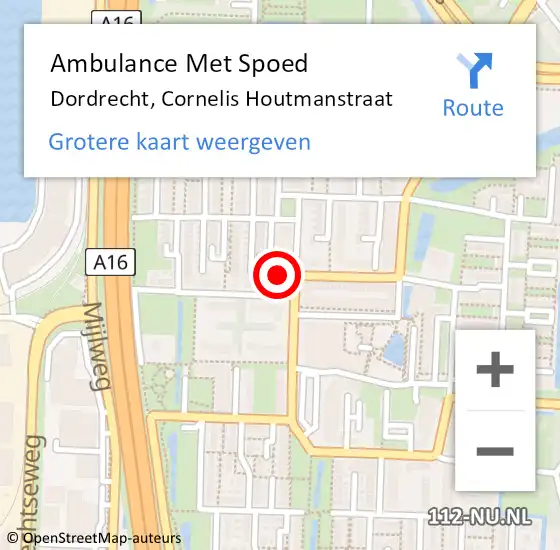 Locatie op kaart van de 112 melding: Ambulance Met Spoed Naar Dordrecht, Cornelis Houtmanstraat op 5 juni 2023 16:48