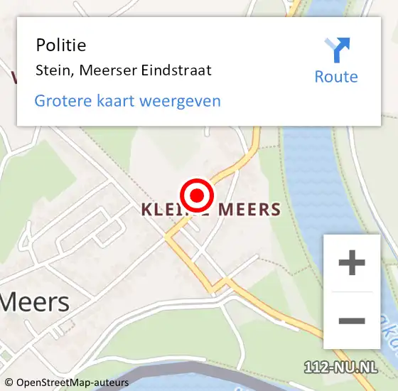 Locatie op kaart van de 112 melding: Politie Stein, Meerser Eindstraat op 5 juni 2023 17:26