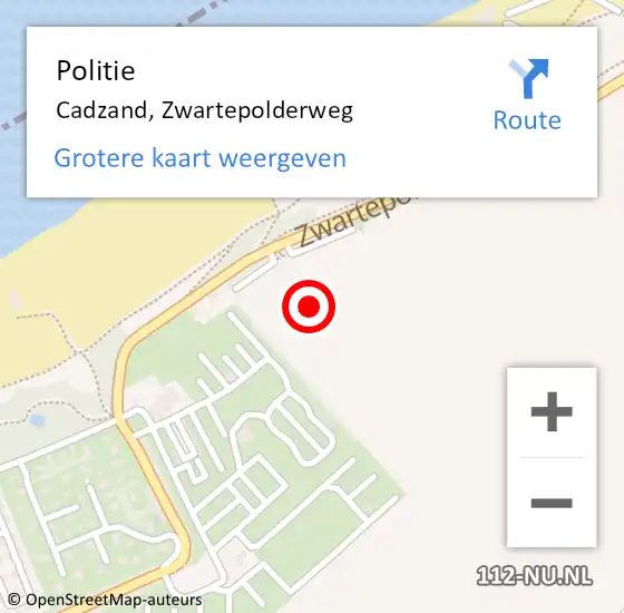 Locatie op kaart van de 112 melding: Politie Cadzand, Zwartepolderweg op 5 juni 2023 17:49