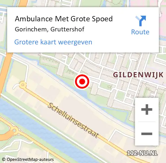 Locatie op kaart van de 112 melding: Ambulance Met Grote Spoed Naar Gorinchem, Gruttershof op 5 juni 2023 17:53