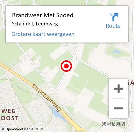 Locatie op kaart van de 112 melding: Brandweer Met Spoed Naar Schijndel, Leemweg op 5 juni 2023 17:54