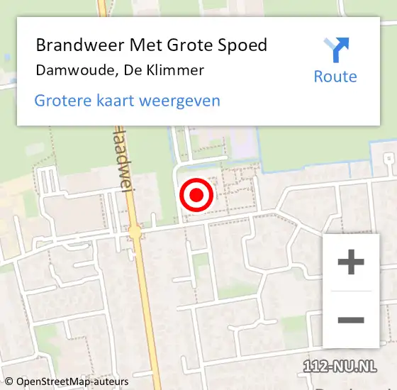 Locatie op kaart van de 112 melding: Brandweer Met Grote Spoed Naar Damwoude, De Klimmer op 5 juni 2023 18:37