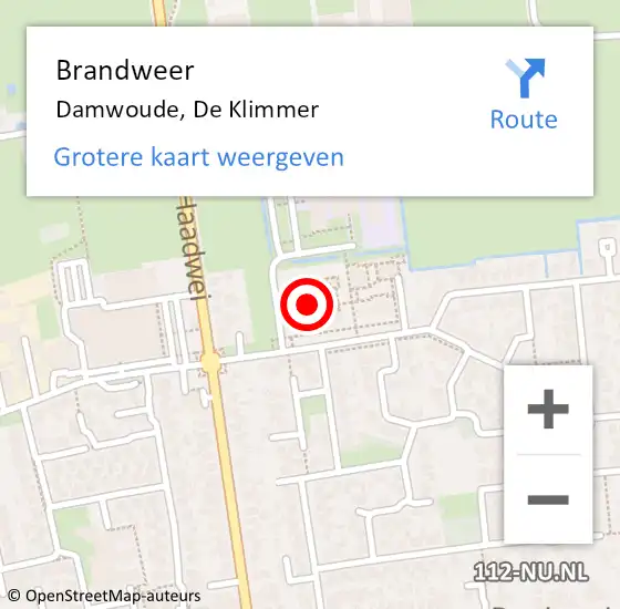 Locatie op kaart van de 112 melding: Brandweer Damwoude, De Klimmer op 5 juni 2023 18:39