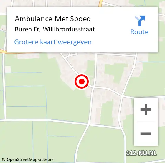 Locatie op kaart van de 112 melding: Ambulance Met Spoed Naar Buren Fr, Willibrordusstraat op 27 augustus 2014 21:39