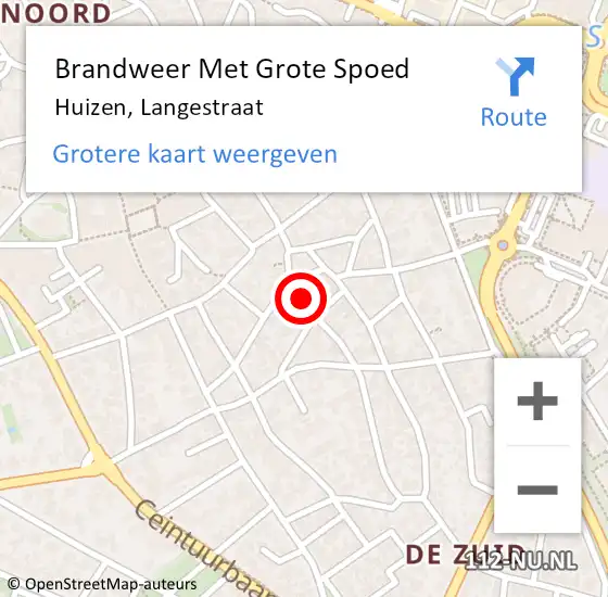 Locatie op kaart van de 112 melding: Brandweer Met Grote Spoed Naar Huizen, Langestraat op 5 juni 2023 18:50