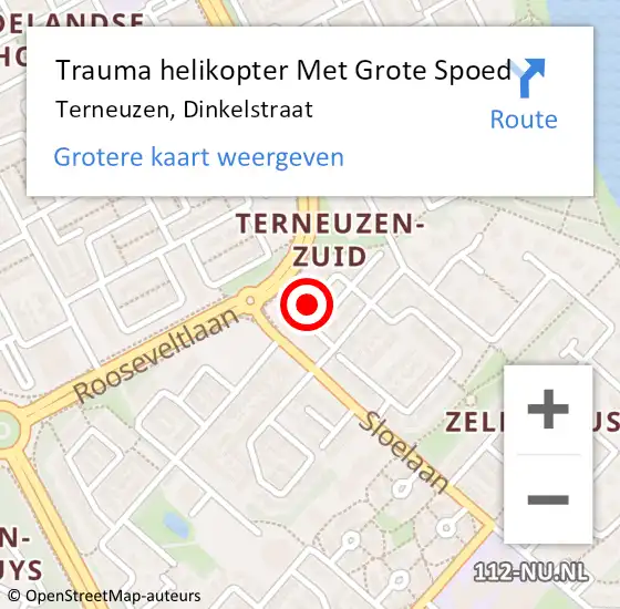 Locatie op kaart van de 112 melding: Trauma helikopter Met Grote Spoed Naar Terneuzen, Dinkelstraat op 5 juni 2023 18:55