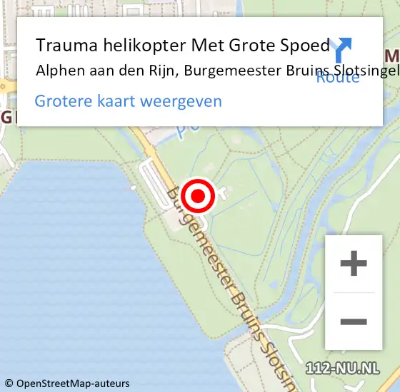 Locatie op kaart van de 112 melding: Trauma helikopter Met Grote Spoed Naar Alphen aan den Rijn, Burgemeester Bruins Slotsingel op 5 juni 2023 19:19