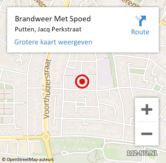 Locatie op kaart van de 112 melding: Brandweer Met Spoed Naar Putten, Jacq Perkstraat op 5 juni 2023 19:51