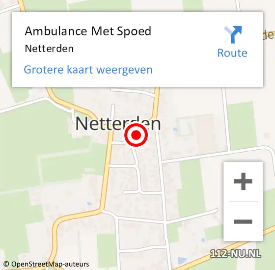 Locatie op kaart van de 112 melding: Ambulance Met Spoed Naar Netterden op 5 juni 2023 20:23