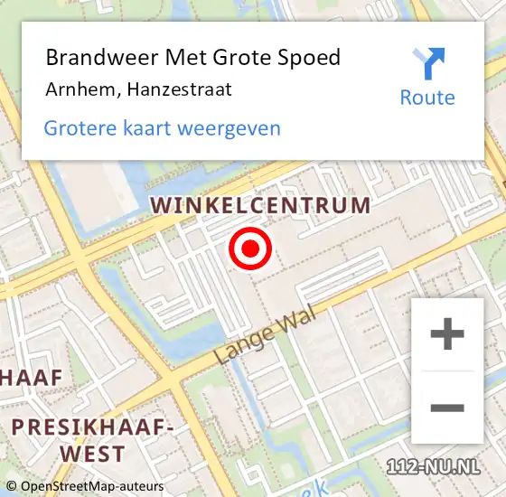 Locatie op kaart van de 112 melding: Brandweer Met Grote Spoed Naar Arnhem, Hanzestraat op 5 juni 2023 20:58