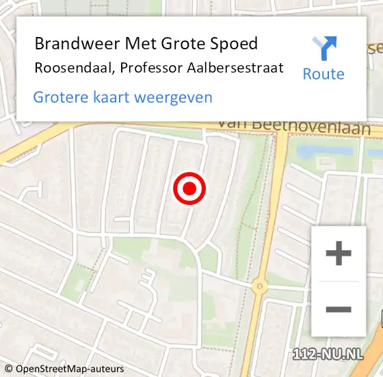 Locatie op kaart van de 112 melding: Brandweer Met Grote Spoed Naar Roosendaal, Professor Aalbersestraat op 5 juni 2023 21:04