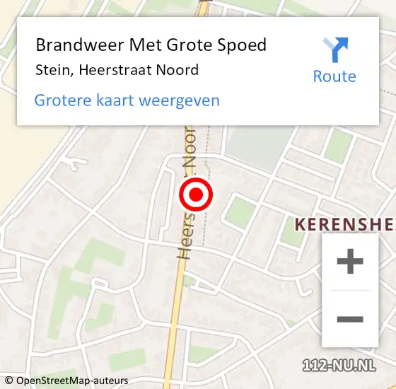 Locatie op kaart van de 112 melding: Brandweer Met Grote Spoed Naar Stein, Heerstraat Noord op 5 juni 2023 21:15