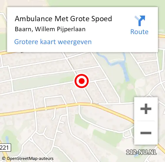 Locatie op kaart van de 112 melding: Ambulance Met Grote Spoed Naar Baarn, Willem Pijperlaan op 27 augustus 2014 22:08