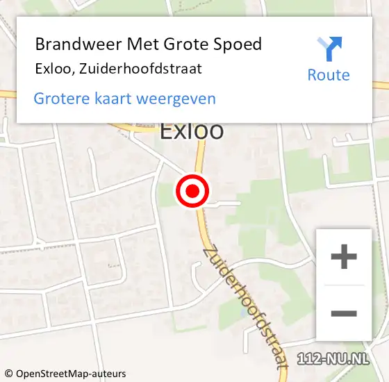 Locatie op kaart van de 112 melding: Brandweer Met Grote Spoed Naar Exloo, Zuiderhoofdstraat op 27 augustus 2014 22:14