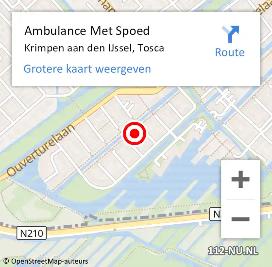 Locatie op kaart van de 112 melding: Ambulance Met Spoed Naar Krimpen aan den IJssel, Tosca op 5 juni 2023 22:37