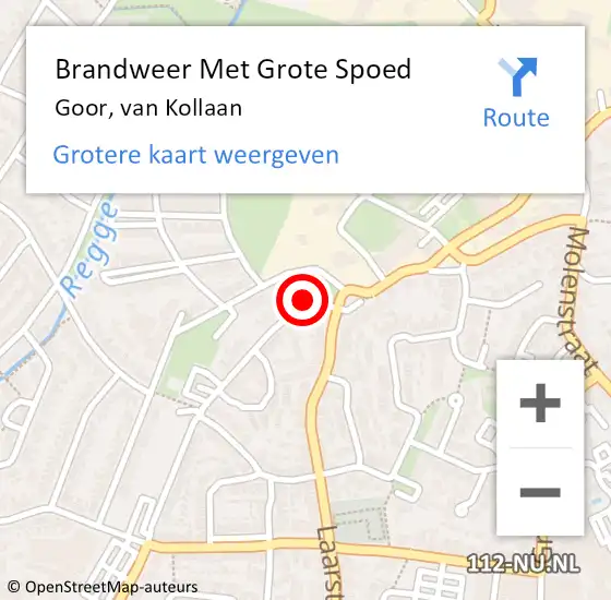 Locatie op kaart van de 112 melding: Brandweer Met Grote Spoed Naar Goor, van Kollaan op 5 juni 2023 23:00