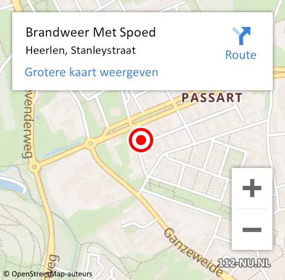 Locatie op kaart van de 112 melding: Brandweer Met Spoed Naar Heerlen, Stanleystraat op 5 juni 2023 23:55