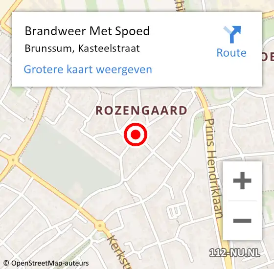 Locatie op kaart van de 112 melding: Brandweer Met Spoed Naar Brunssum, Kasteelstraat op 6 juni 2023 00:13