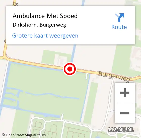 Locatie op kaart van de 112 melding: Ambulance Met Spoed Naar Dirkshorn, Burgerweg op 27 augustus 2014 22:35