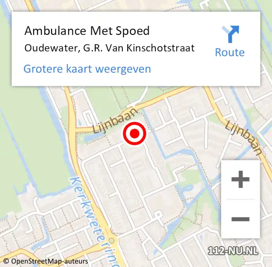 Locatie op kaart van de 112 melding: Ambulance Met Spoed Naar Oudewater, G.R. Van Kinschotstraat op 27 augustus 2014 22:37