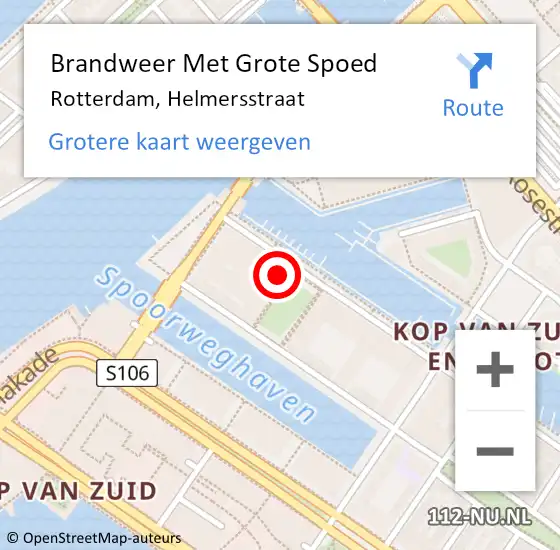 Locatie op kaart van de 112 melding: Brandweer Met Grote Spoed Naar Rotterdam, Helmersstraat op 6 juni 2023 03:43