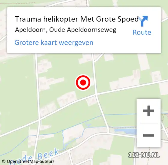 Locatie op kaart van de 112 melding: Trauma helikopter Met Grote Spoed Naar Apeldoorn, Oude Apeldoornseweg op 6 juni 2023 07:48