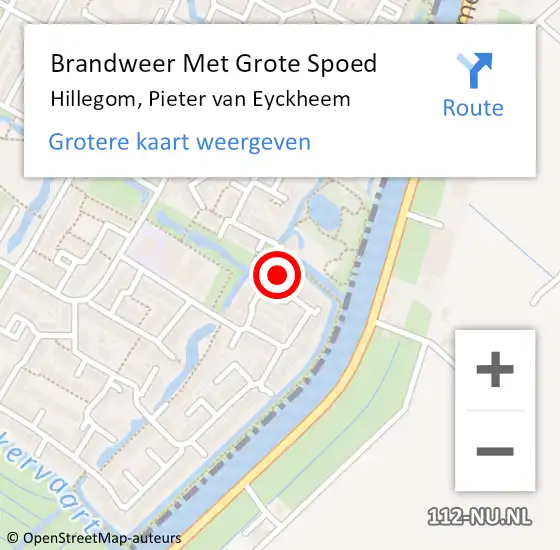 Locatie op kaart van de 112 melding: Brandweer Met Grote Spoed Naar Hillegom, Pieter van Eyckheem op 6 juni 2023 08:39