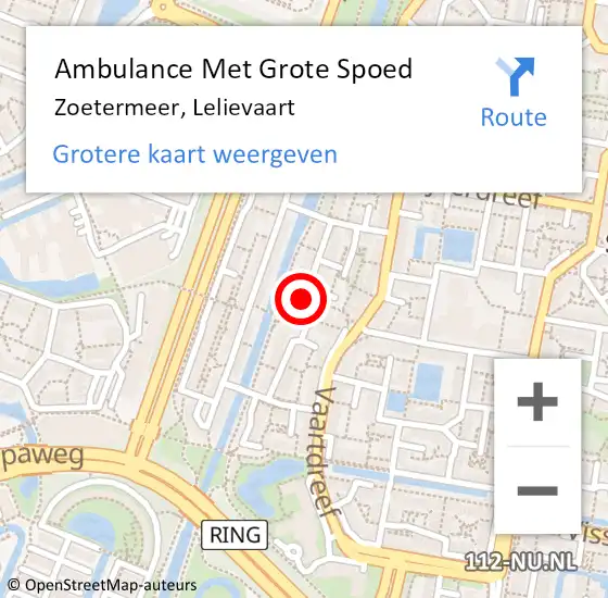 Locatie op kaart van de 112 melding: Ambulance Met Grote Spoed Naar Zoetermeer, Lelievaart op 6 juni 2023 08:58
