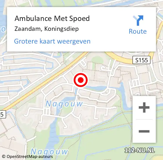 Locatie op kaart van de 112 melding: Ambulance Met Spoed Naar Zaandam, Koningsdiep op 6 juni 2023 09:36