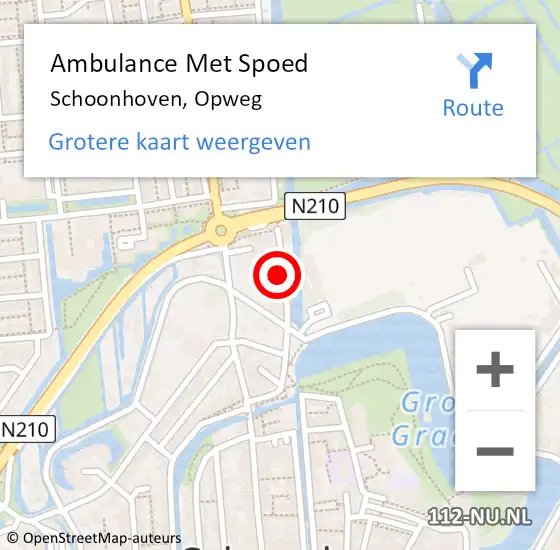 Locatie op kaart van de 112 melding: Ambulance Met Spoed Naar Schoonhoven, Opweg op 6 juni 2023 09:55