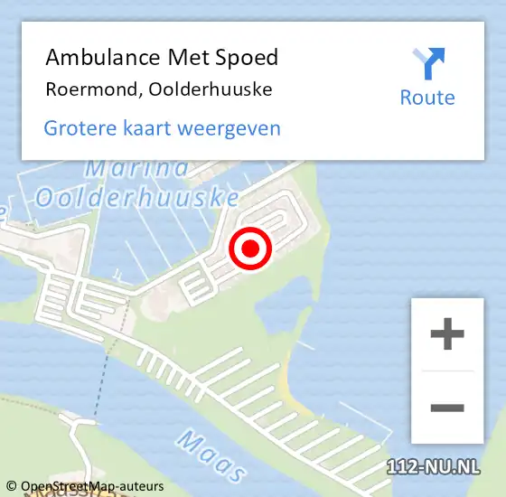 Locatie op kaart van de 112 melding: Ambulance Met Spoed Naar Roermond, Oolderhuuske op 6 juni 2023 10:00