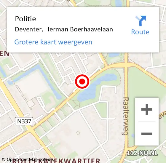 Locatie op kaart van de 112 melding: Politie Deventer, Herman Boerhaavelaan op 6 juni 2023 10:07