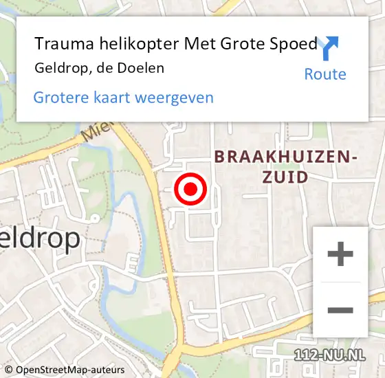 Locatie op kaart van de 112 melding: Trauma helikopter Met Grote Spoed Naar Geldrop, de Doelen op 6 juni 2023 10:32