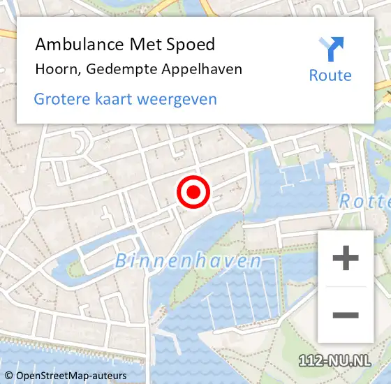 Locatie op kaart van de 112 melding: Ambulance Met Spoed Naar Hoorn, Gedempte Appelhaven op 6 juni 2023 10:46