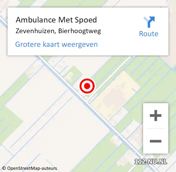 Locatie op kaart van de 112 melding: Ambulance Met Spoed Naar Zevenhuizen, Bierhoogtweg op 6 juni 2023 10:53