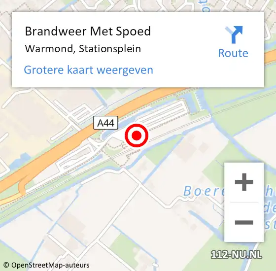 Locatie op kaart van de 112 melding: Brandweer Met Spoed Naar Warmond, Stationsplein op 6 juni 2023 11:04