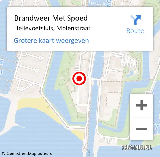 Locatie op kaart van de 112 melding: Brandweer Met Spoed Naar Hellevoetsluis, Molenstraat op 6 juni 2023 11:06