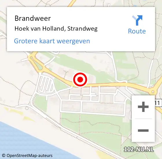 Locatie op kaart van de 112 melding: Brandweer Hoek van Holland, Strandweg op 6 juni 2023 11:11