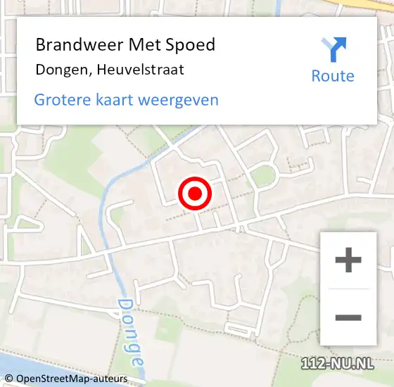 Locatie op kaart van de 112 melding: Brandweer Met Spoed Naar Dongen, Heuvelstraat op 6 juni 2023 11:14