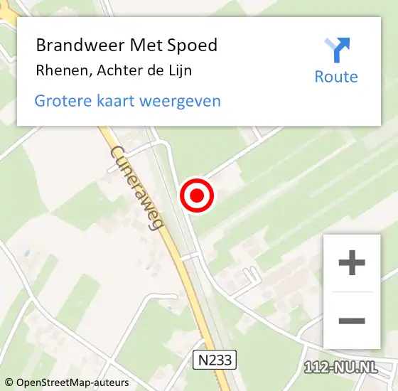 Locatie op kaart van de 112 melding: Brandweer Met Spoed Naar Rhenen, Achter de Lijn op 6 juni 2023 11:25