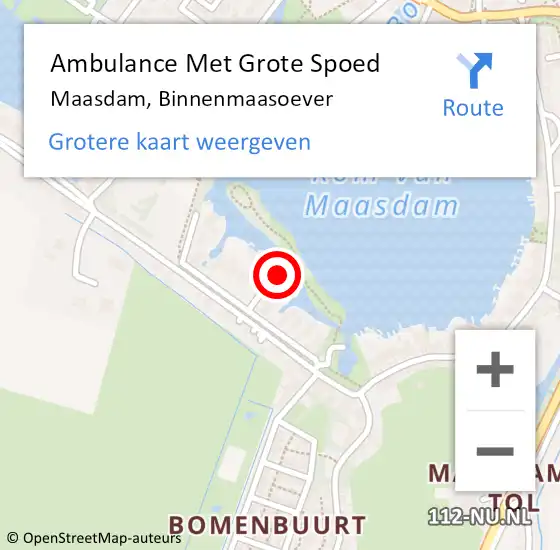 Locatie op kaart van de 112 melding: Ambulance Met Grote Spoed Naar Maasdam, Binnenmaasoever op 6 juni 2023 11:30