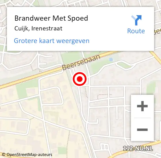 Locatie op kaart van de 112 melding: Brandweer Met Spoed Naar Cuijk, Irenestraat op 6 juni 2023 11:36