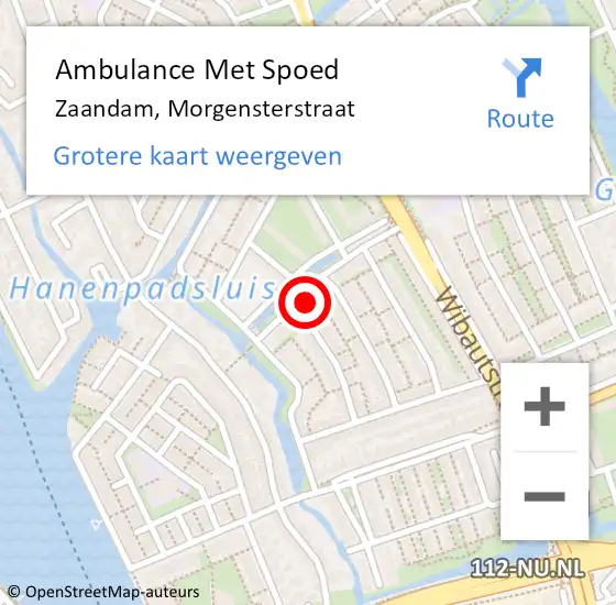 Locatie op kaart van de 112 melding: Ambulance Met Spoed Naar Zaandam, Morgensterstraat op 6 juni 2023 11:37