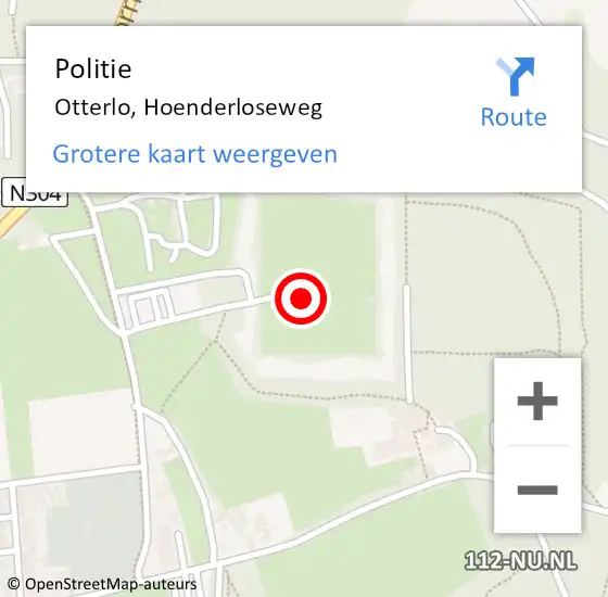 Locatie op kaart van de 112 melding: Politie Otterlo, Hoenderloseweg op 6 juni 2023 11:52